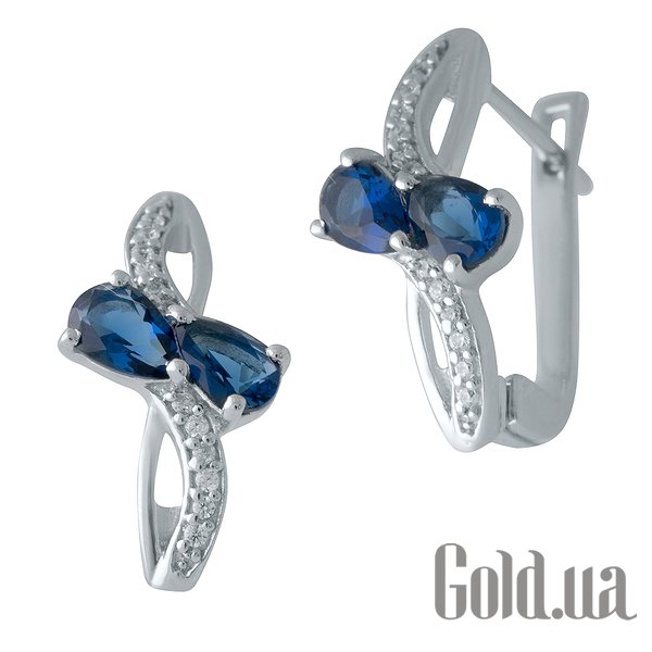 

Серьги Fresh Jewelry, Серебряные серьги с синт. сапфирами и куб. циркониями