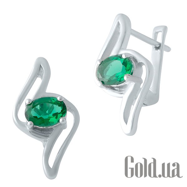 

Серьги Fresh Jewelry, Серебряные серьги с синт. изумрудами