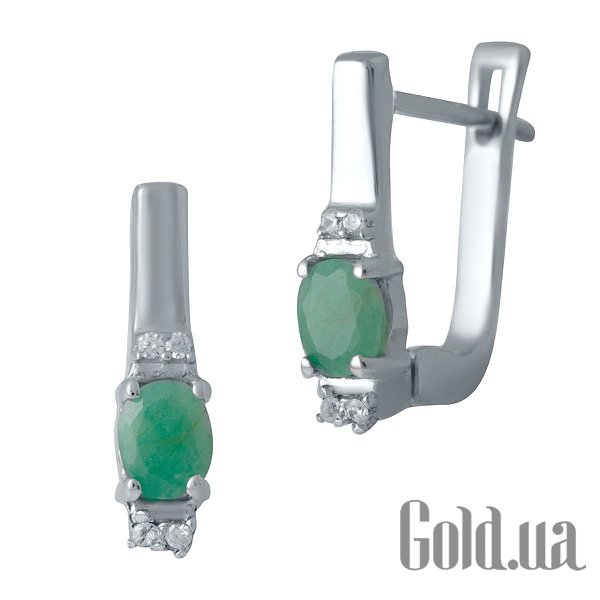 

Серьги Fresh Jewelry, Серебряные серьги с изумрудами и куб. циркониями