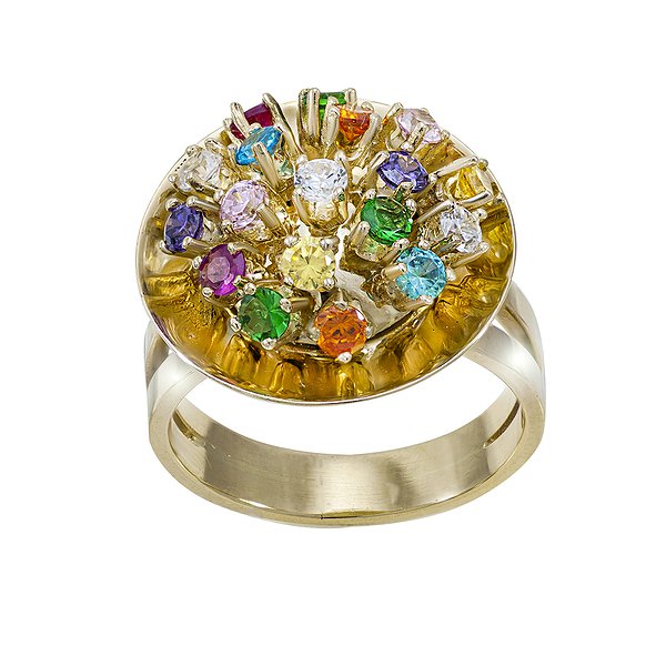 Женское золотое кольцо с кварцами