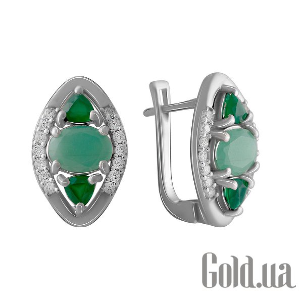 

Серьги Fresh Jewelry, Серебряные серьги с куб. циркониями, агатами и изумрудами