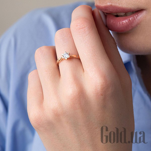 

Кольцо Украина, Золотое кольцо с куб. циркониями, 16.5