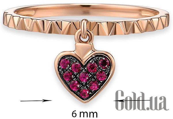 Каблучка Lurie Jewelry Золоте каблучка з синт. рубінами, 16.5