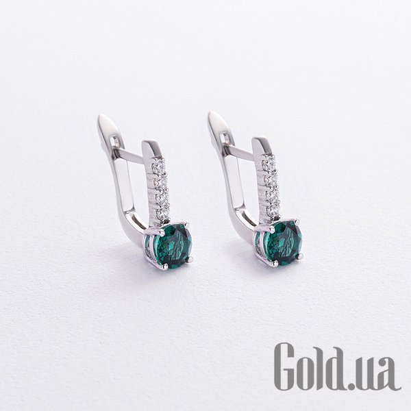 

Серьги Украина, Серебряные серьги с куб. циркониями и кварцами