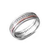 Серебряное обручальное кольцо с куб. циркониями в позолоте, 143011