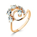 Женское золотое кольцо с топазами и куб. циркониями, 1512099