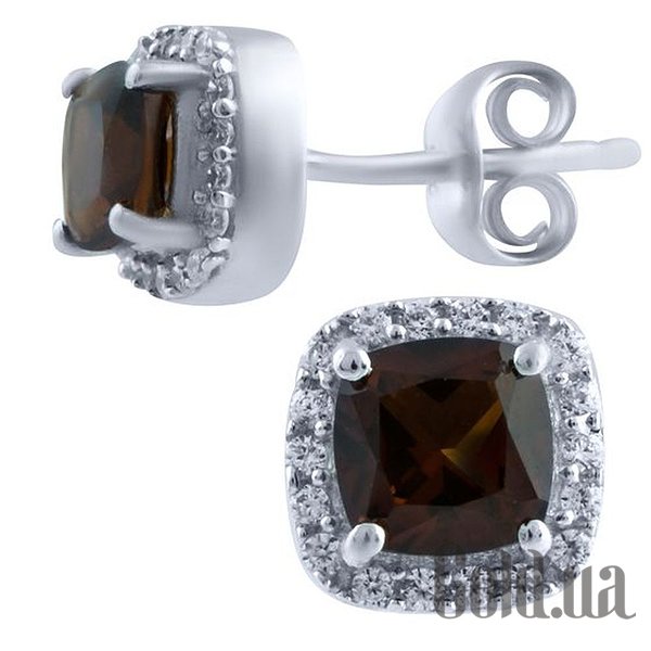 

Серьги-гвоздики Fresh Jewelry, Серебряные серьги с гранатами и куб. циркониями