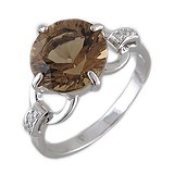 Женское серебряное кольцо с куб. циркониями и раухтопазом, 1620643