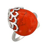 Женское серебряное кольцо с кораллом, 1622691