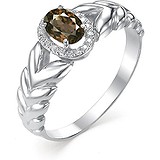 Женское серебряное кольцо с куб. циркониями и раухтопазом, 1645475