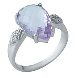 Женское серебряное кольцо с аметистом и куб. циркониями