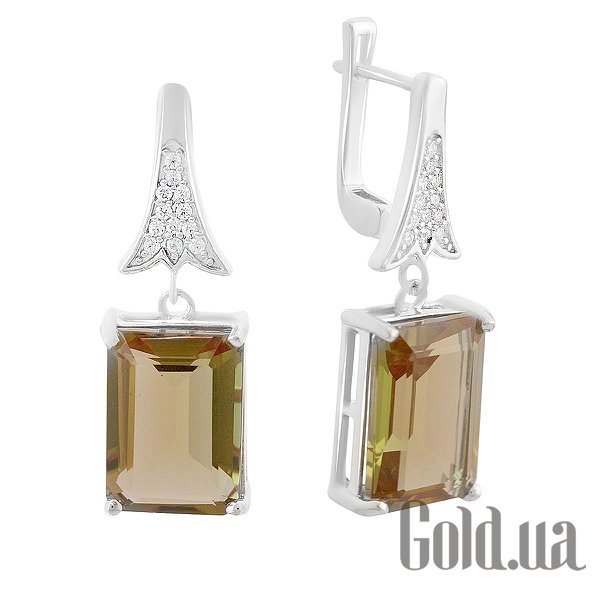 

Серьги с подвесками Fresh Jewelry, Серебряные серьги с куб. циркониями и султанитами