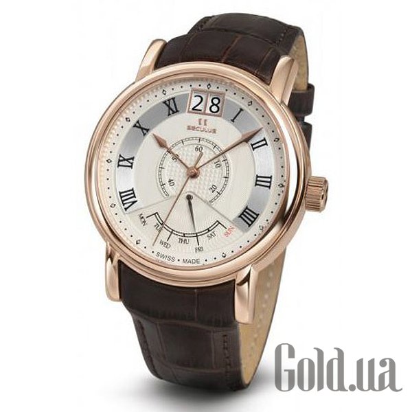 

Швейцарские часы Seculus, white, pvd-r, brown leather 4506.3.7003