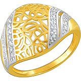 Женское золотое кольцо с куб. циркониями, 1615012