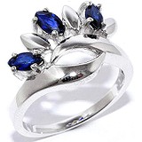Silver Wings Женское серебряное кольцо с сапфирами, 1618340