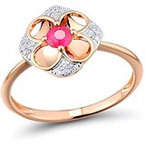 Женское золотое кольцо с бриллиантами и рубином, 1655460