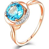 Женское золотое кольцо с бриллиантами и топазом, 1711780