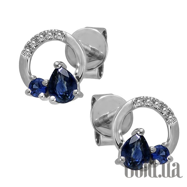 

Серьги-гвоздики Lurie Jewelry, Золотые серьги с бриллиантами и сапфирами