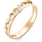 Золотое обручальное кольцо с бриллиантом, 1603493
