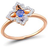 Женское золотое кольцо с бриллиантами и сапфиром, 1655461