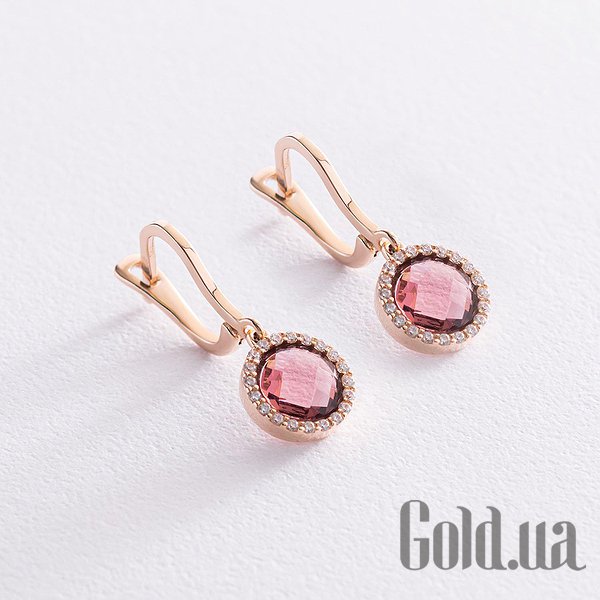 

Серьги с подвесками Украина, Золотые серьги с куб. циркониями