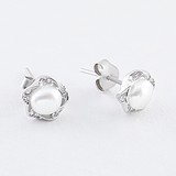 Срібні сережки з перлами та куб. цирконіями, 1783205