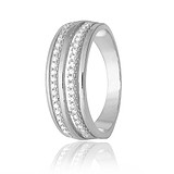 Серебряное обручальное кольцо с куб. циркониями, 295589