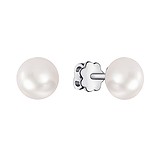 Срібні сережки з керамікою. (культив.) перлами, 1357990