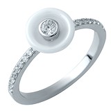 Серебряное кольцо с керамикой и куб. циркониями, 1552038