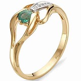 Женское золотое кольцо с бриллиантами и изумрудом, 1615270