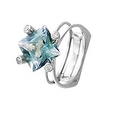 Женское серебряное кольцо с куб. циркониями и топазом, 1618086
