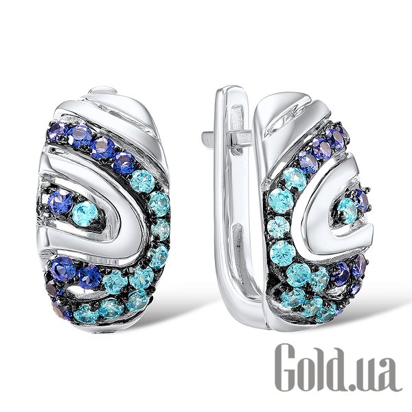 

Серьги Lurie Jewelry, Золотые серьги с топазами и сапфирами