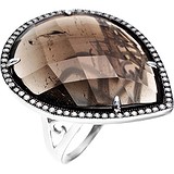 Женское серебряное кольцо с куб. циркониями и раухтопазом, 1670310