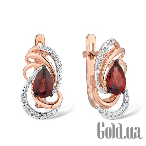

Серьги Lurie Jewelry, Золотые серьги с бриллиантами и гранатами