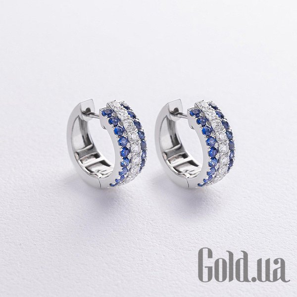 

Серьги-кольца Украина, Золотые серьги с бриллиантами и сапфирами