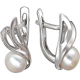 Срібні сережки з культив. перлами і куб. цирконіями, 1533095