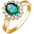 Женское золотое кольцо с куб. циркониями и синт. шпинелью - фото 1