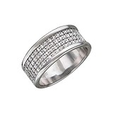 Серебряное обручальное кольцо с куб. циркониями, 1617319