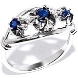 Silver Wings Женское серебряное кольцо с сапфирами, 1618343
