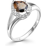 Женское серебряное кольцо с куб. циркониями и раухтопазом, 1645991