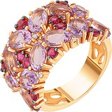 Женское золотое кольцо с аметистами, рубинами и бриллиантами, 1668519