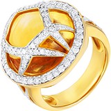 Женское золотое кольцо с бриллиантами и цитрином, 1672359
