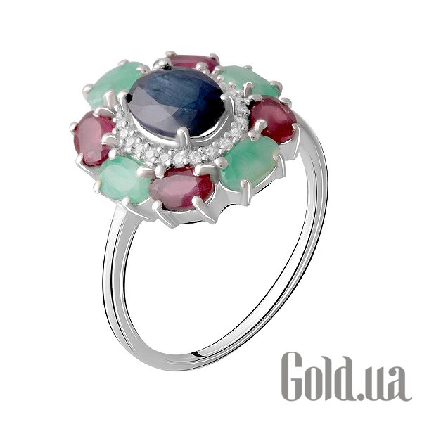 

Женские кольца Fresh Jewelry, Женское серебряное кольцо с куб. циркониями, изумрудами, рубинами и сапфиром, 18.5