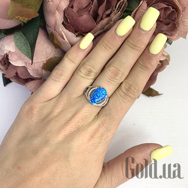 Каблучка Fresh Jewelry Жіноча срібна каблучка з куб. цирконіями і опалом, 18