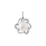 Срібний кулон з перлами і куб. цирконіями, 1548456