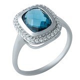 Женское серебряное кольцо с топазом и куб. циркониями, 1623464