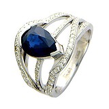 Женское золотое кольцо с бриллиантами и сапфиром, 1625512