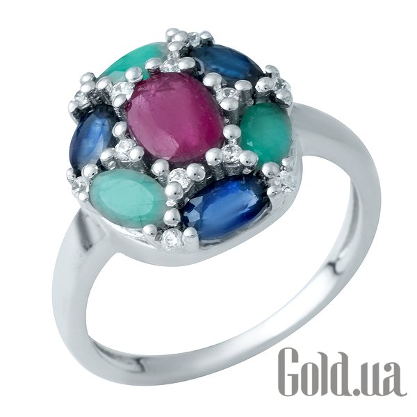 

Женские кольца Fresh Jewelry, Женское серебряное кольцо с изумрудами, сапфирами, рубином и куб. циркониями, 18.5