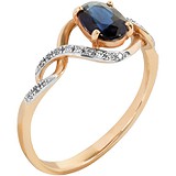 Женское золотое кольцо с сапфиром и бриллиантами, 1673384
