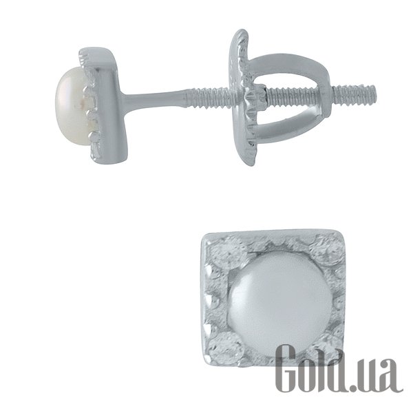 

Серьги-гвоздики Fresh Jewelry, Серебряные серьги с культив. жемчугом и куб. циркониями